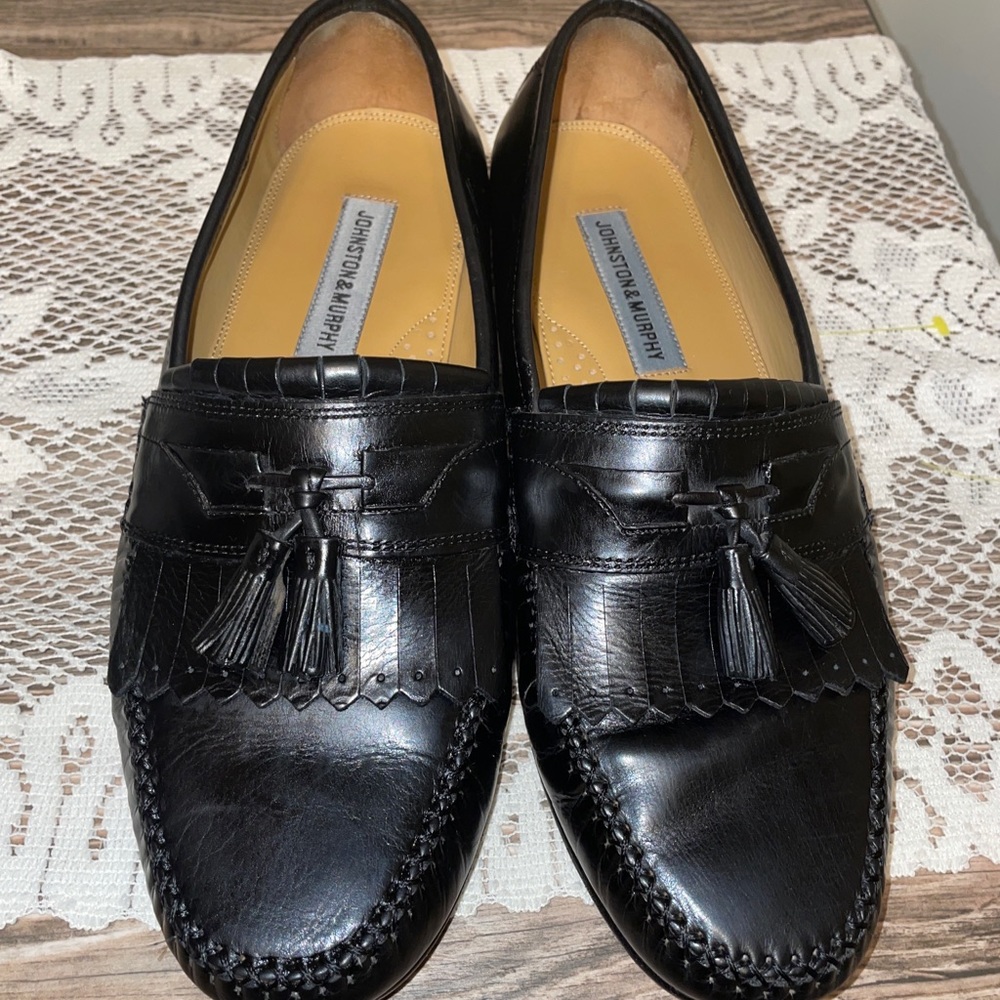 JM Loafers Leather Black Sz 9.5W FREE SHIPPING 📬